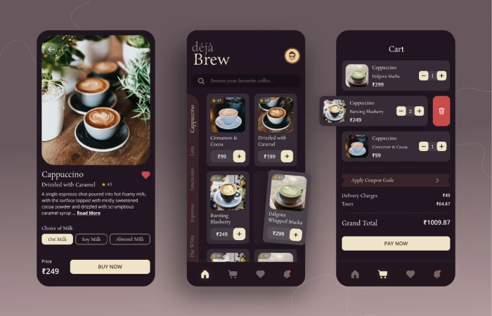 Coffee Delivery App Exploration  - Free Figma Template