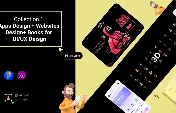 Collection Apps And Websites & 3D packages & Free Books  - Free Figma Template
