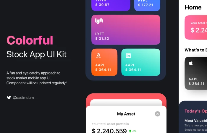 Colorful Stock App - iOS UI Kit  - Free Figma Template