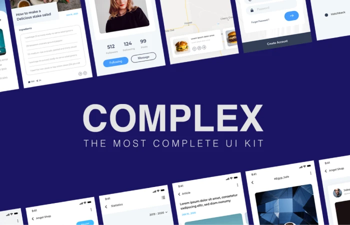 Complex  Multipurpose Mobile UI Kit  - Free Figma Template