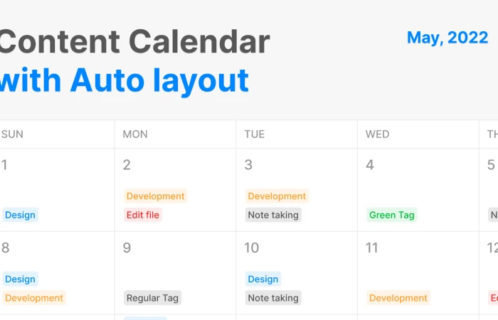 Content Calendar with Auto Layout  - Free Figma Template