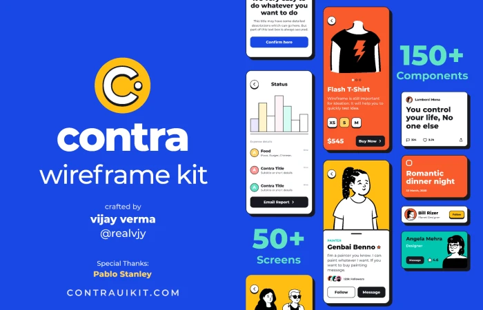 contra wireframe kit  - Free Figma Template