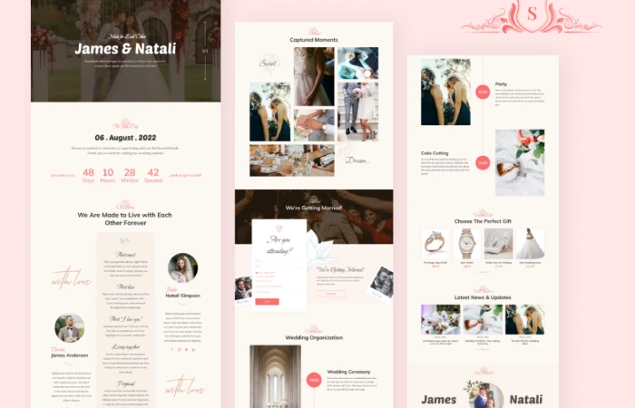 Couple Wedding Landing Page UI design  - Free Figma Template