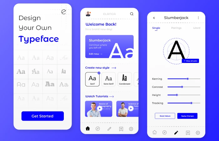 Create your own Typeface - App Concept  - Free Figma Template
