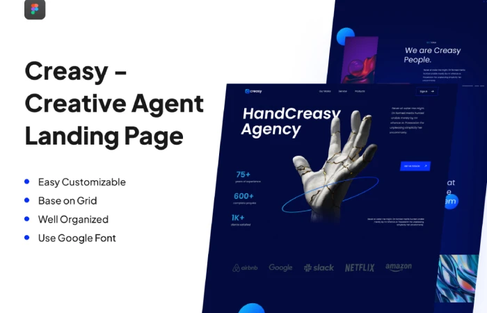 Creative Agent Landing Page  - Free Figma Template