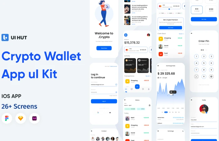 Crypto Wallet App UI Kit  - Free Figma Template