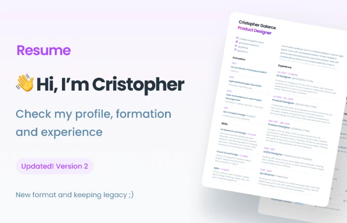 CV Cristopher Galarce Product Designer  - Free Figma Template