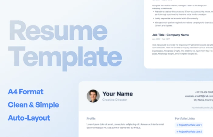 CV / Resume Template  - Free Figma Template