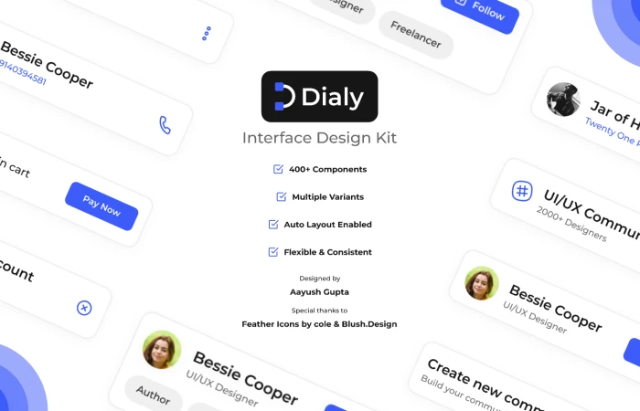 Dialy UI Kit | Free Mobile and Web Interface Design Kit  - Free Figma Template