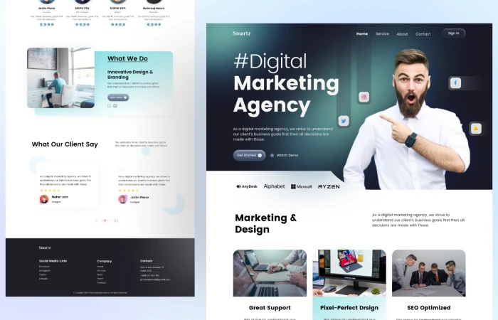 Digital Agency Landing Page Design  - Free Figma Template