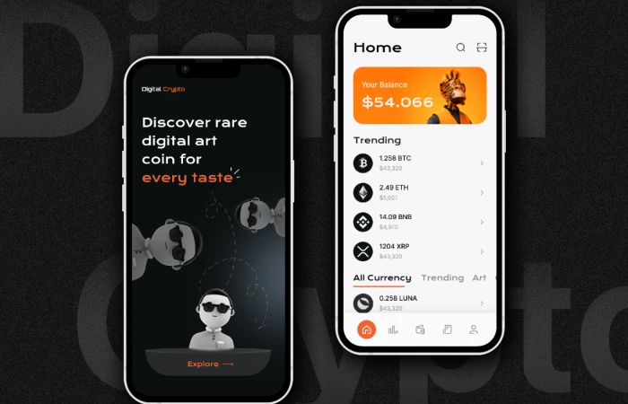 Digital Crypto Marketplace - Mobile App Concept  - Free Figma Template