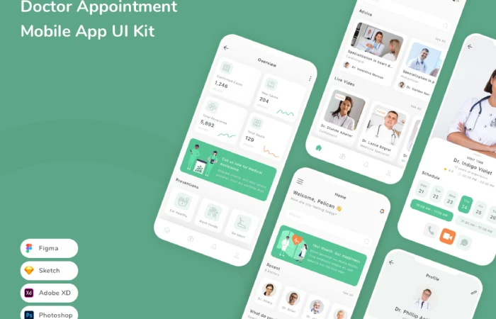 Doctor Appointment Mobile App UI Kit  - Free Figma Template