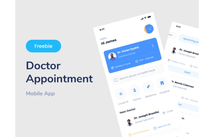 Dokterian - Doctor Appointment Mobile App  - Free Figma Template
