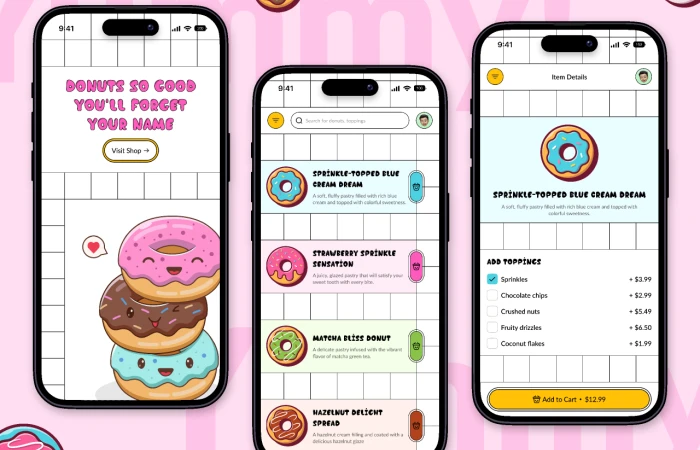 Donut Mobile Food iOS App  - Free Figma Template