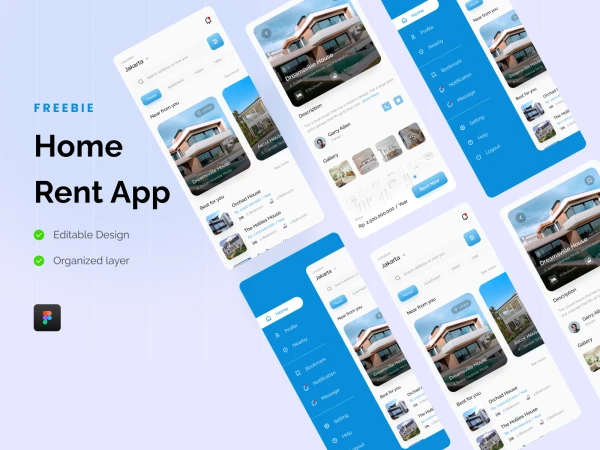 Home Rent App UI Design  - Free Figma Template
