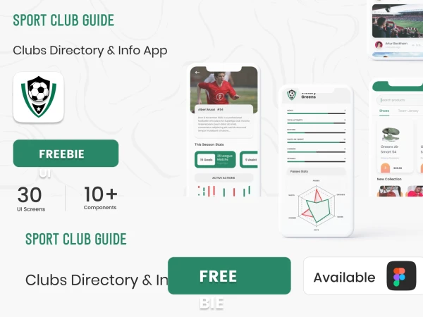 Sport Clubs Guide App  - Free Figma Template