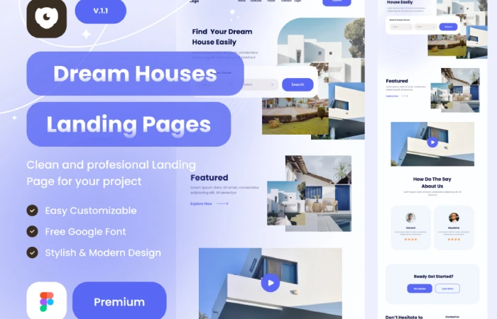 Dream House landing page ui kits  - Free Figma Template