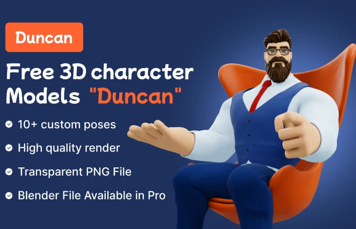 Duncan 3D  Free 3D Character Models  - Free Figma Template