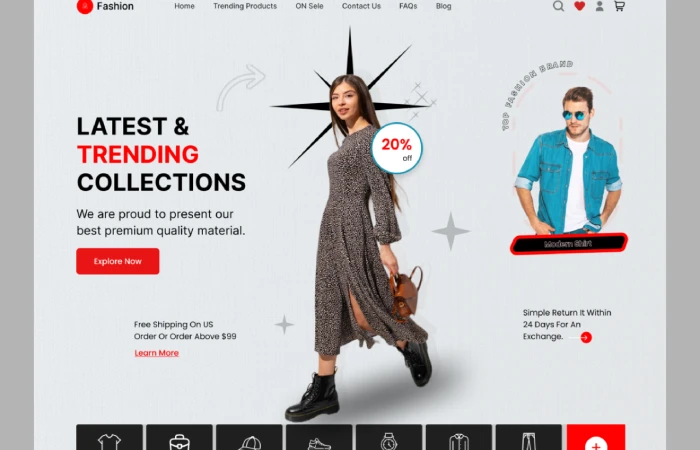E-commerce_Fashion landing page UI  - Free Figma Template