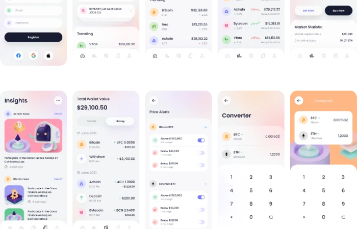 E-Robo Wallet  Crypto iOS UI Kit (Community)  - Free Figma Template