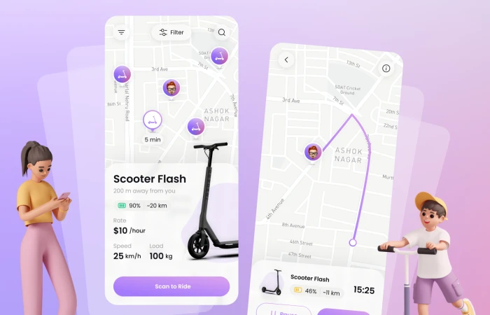 E-scooter Mobile App  - Free Figma Template