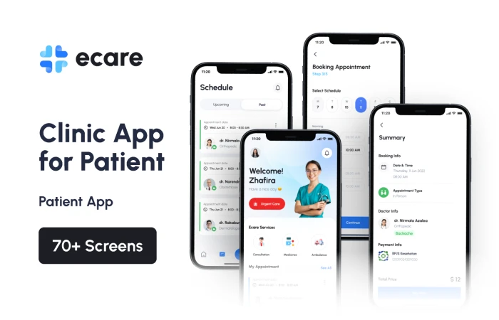 Ecare - Clinic App for Patient Preview  - Free Figma Template