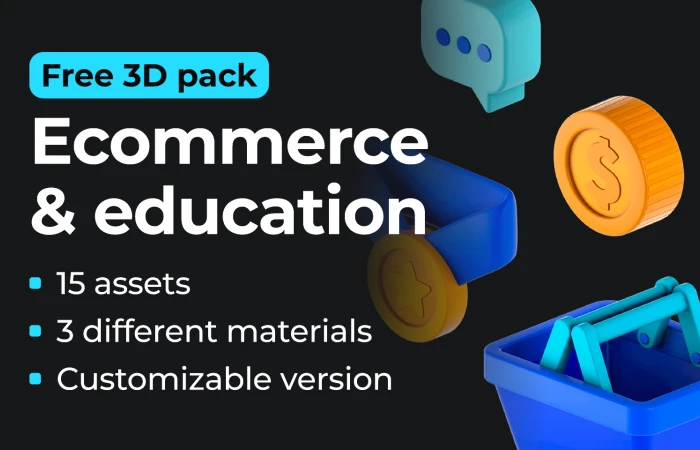 Ecommerce and education - Free 3D pack  - Free Figma Template