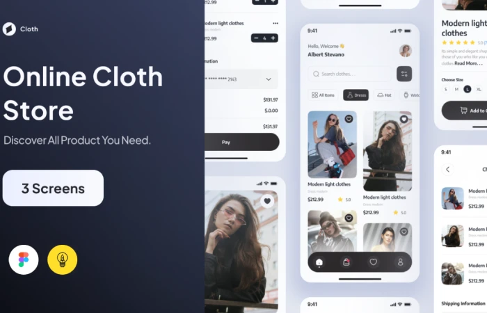 eCommerce Clothing Store - Mobile App Design  - Free Figma Template