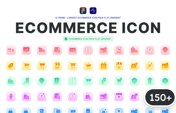 Ecommerce Icon Pack Flat Gradient -- PRO version (v2.0)  - Free Figma Template