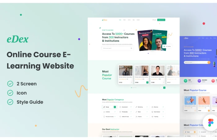 eDex - Online Course E-Learning Website (Comunity)  - Free Figma Template
