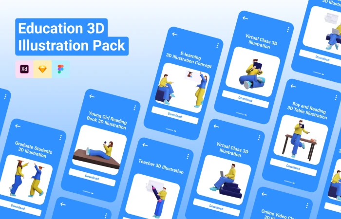 Education 3D Illustration Pack  - Free Figma Template