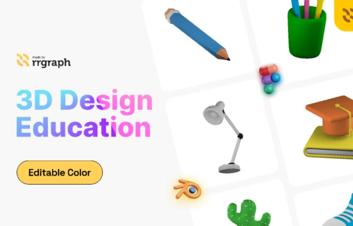 Education Editable 3D Icon Pack  - Free Figma Template