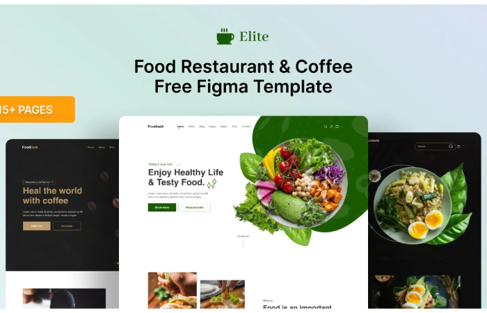 Elite - Food Restaurant & Coffee Free Figma Template (Community)  - Free Figma Template