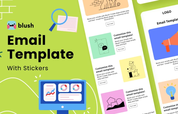 Email Template with Stickers  - Free Figma Template