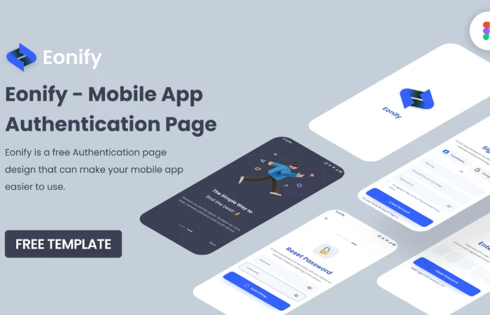 Eonify - Mobile App Authentication Page  - Free Figma Template