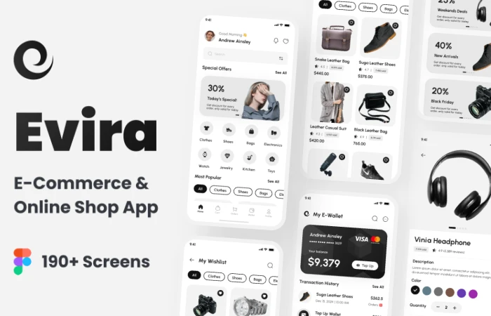 Evira - E-Commerce & Online Shop App UI Kit  - Free Figma Template