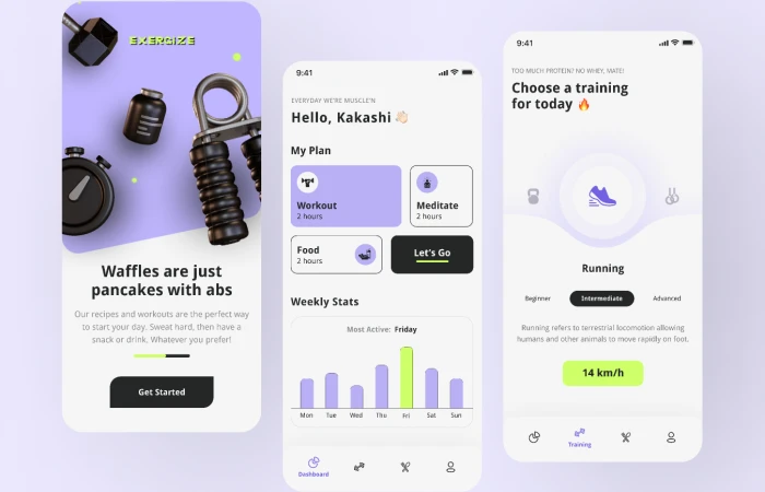 Exergize - Fitness App  - Free Figma Template