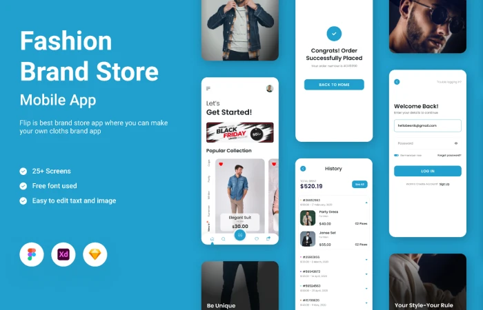 Fashion Brand Store Mobile App  - Free Figma Template