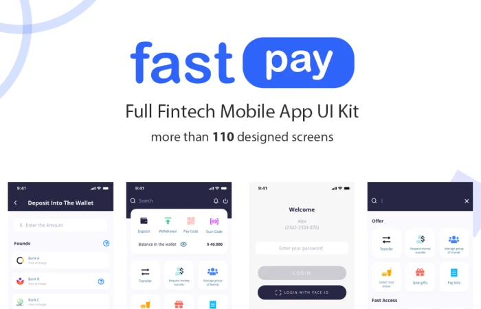 FastPay  A Fintech App UI Kit  - Free Figma Template