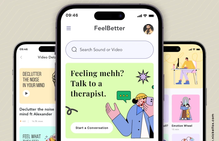 FeelBetter - Mental Health Mobile iOS App  - Free Figma Template