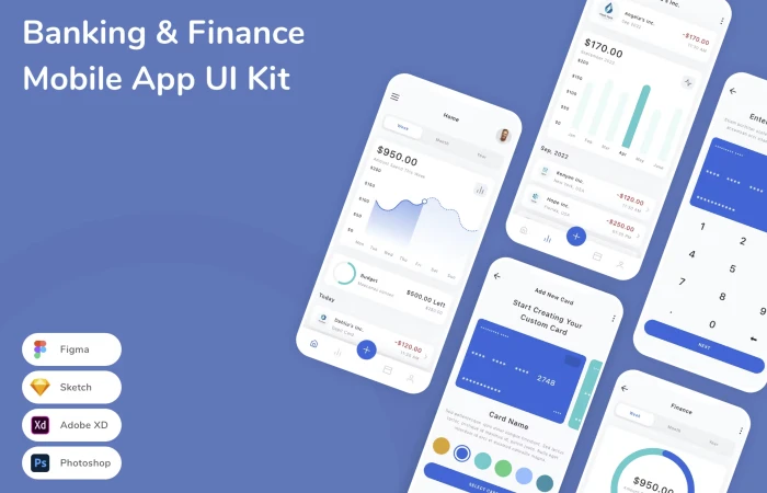 Figma UI kit - Banking & Finance Mobile App (Community)  - Free Figma Template