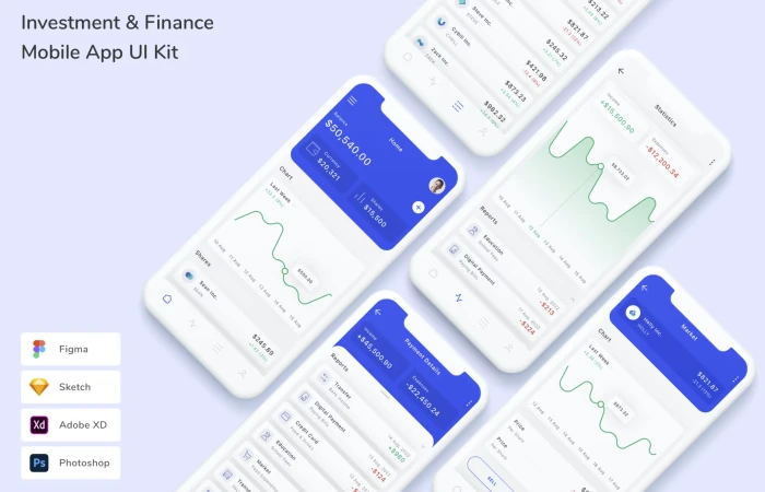 Figma UI kit - Investment & Finance Mobile App  - Free Figma Template