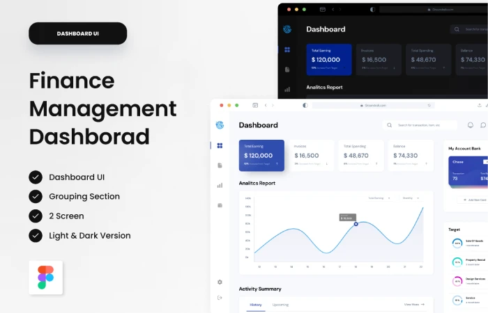 Finance management Dashboard - UI KIT  - Free Figma Template