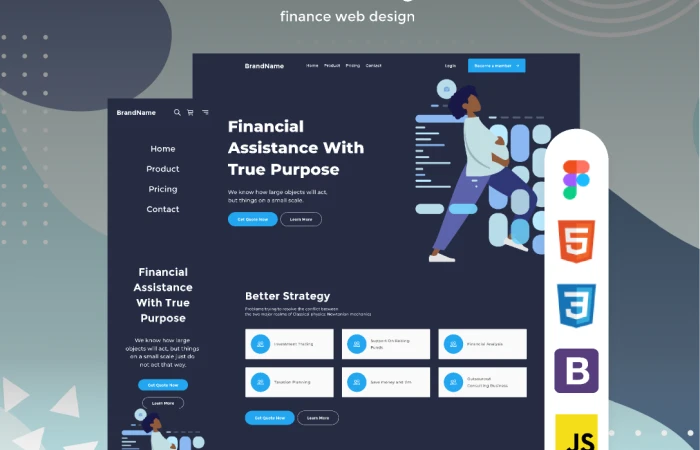 Financely - Dark figma and html finance web-design  - Free Figma Template
