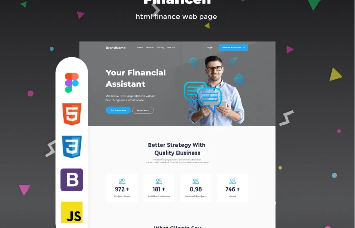 Financen - html finance web page  - Free Figma Template