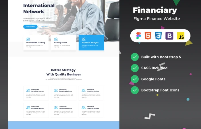 Financiary - figma and html finance template  - Free Figma Template