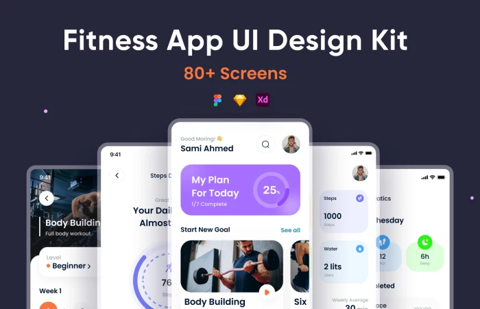 Fitness App UI Design KIT  - Free Figma Template