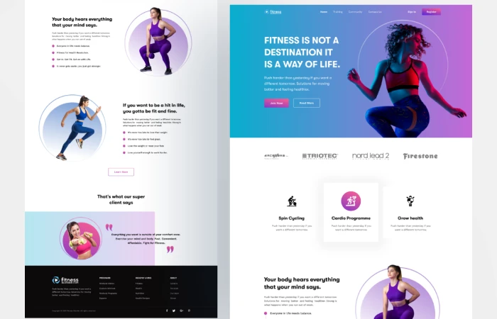 Fitness Landing Page - Blender  - Free Figma Template