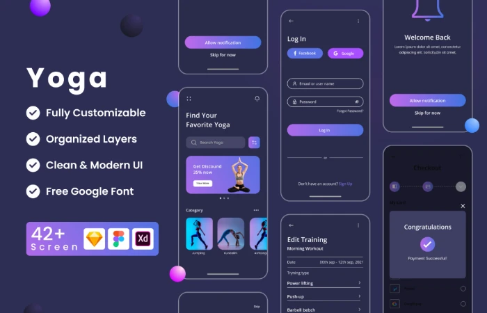 Fitness Mobile App  - Free Figma Template