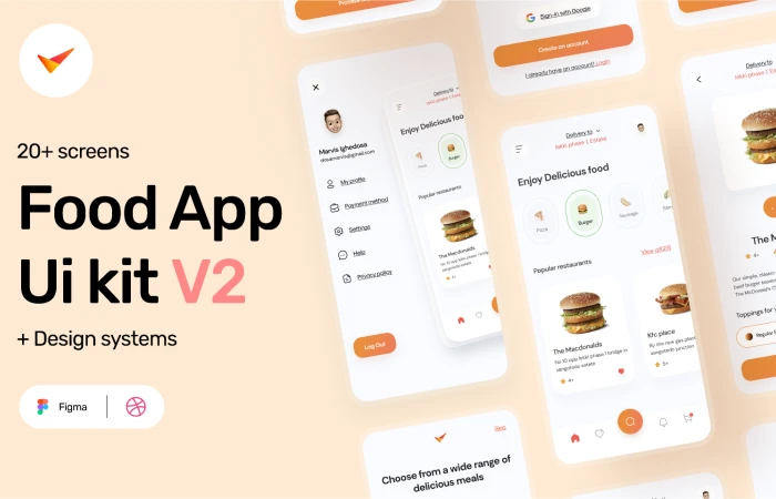 Food App Ui Kit v2  - Free Figma Template
